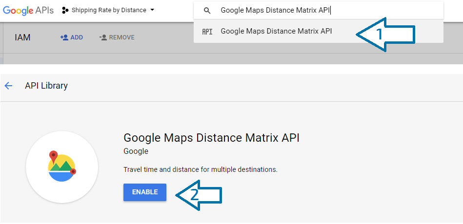 How to enable distance matrix api for google map